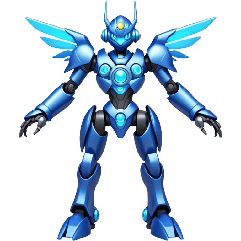 Shiny Futuristic Mechanical Glossy Celestial Godly Divine Metal-Cyborg-Fakemon-Pokemon-Digimon-Spectrobes-fusion, full body emoji