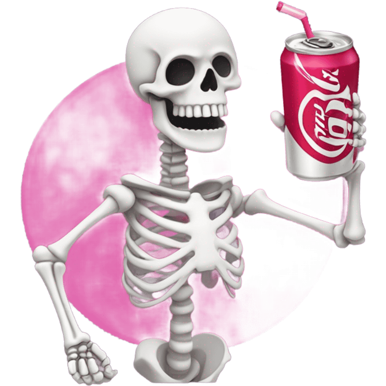 Skeleton drinking a pink Diet Coke emoji