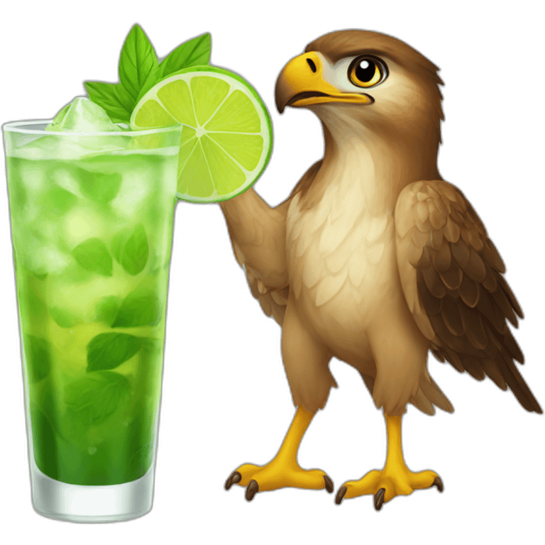 hawk drinking mojito emoji