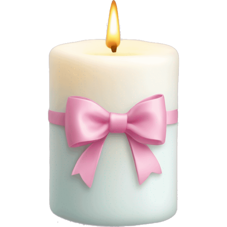 White candle with Pastell pink bow emoji