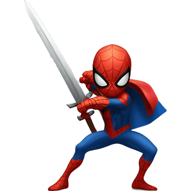 Spider-man with a BIG SWORD in a fighting pose emoji