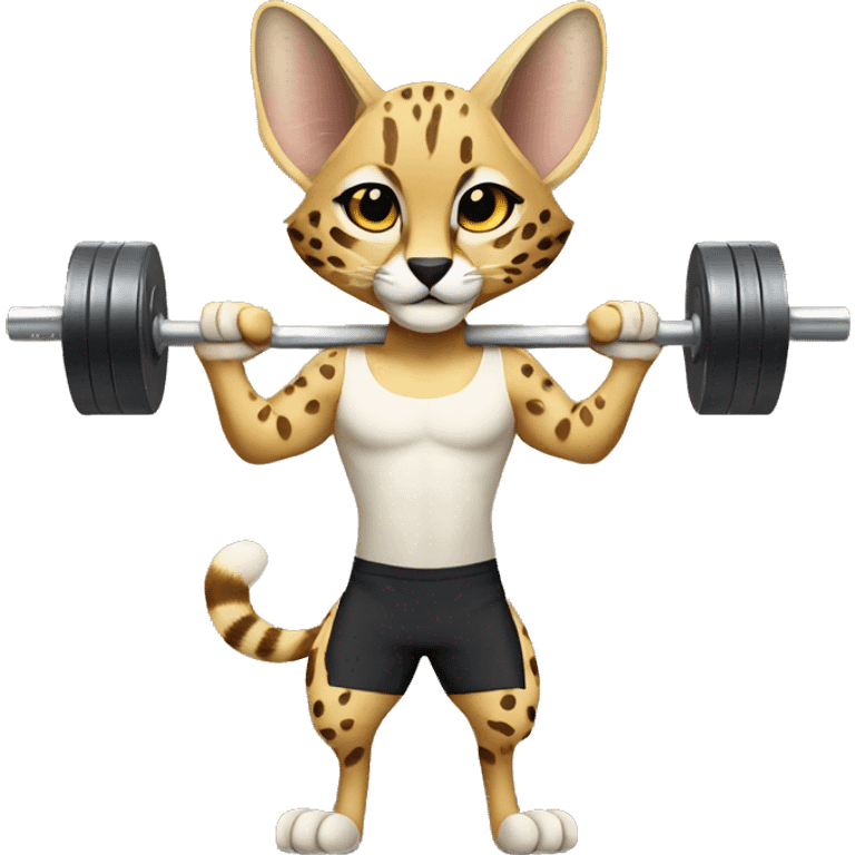 Serval lifting weights emoji