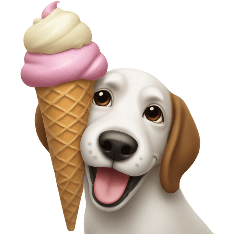 Dog eating ice cream emoji