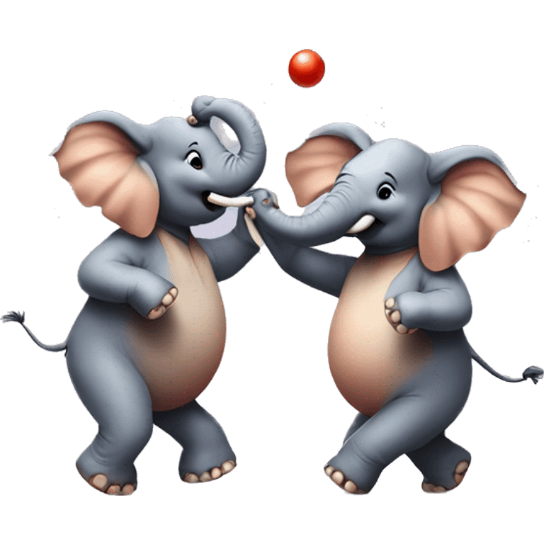 two elephants dancing on a ball  emoji