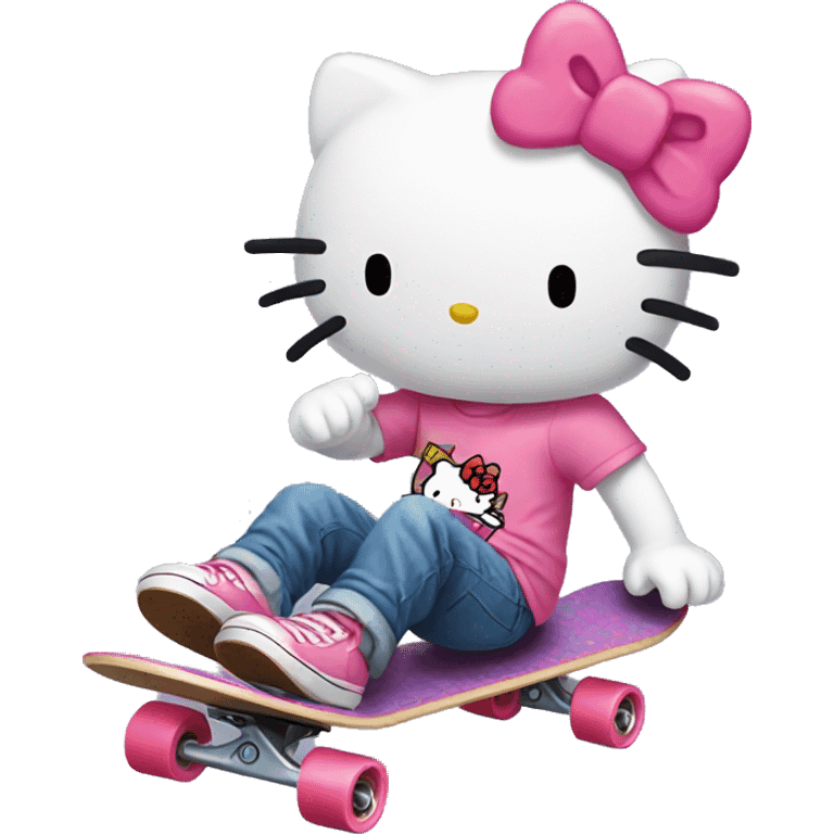 hello kitty on a skateboard  emoji