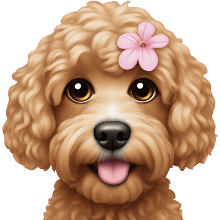  Cavapoo with light pink flower  emoji