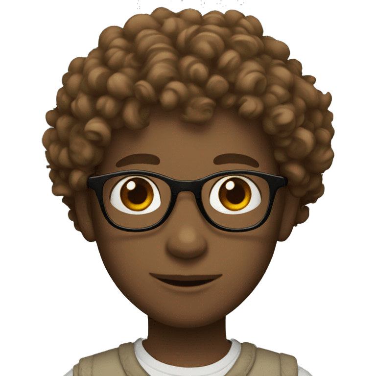  white curly boy with glasses and brown eyes emoji