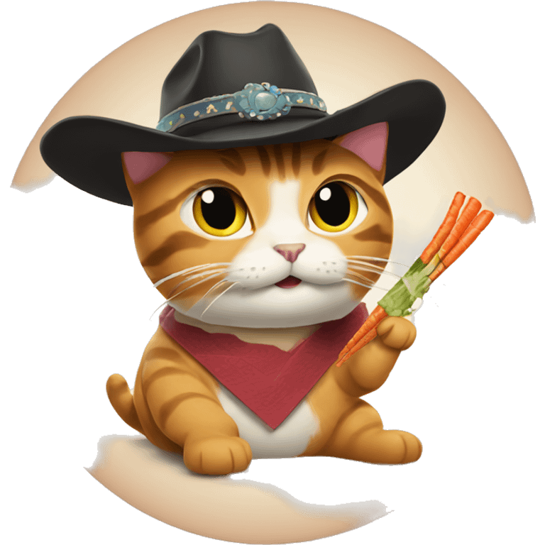 cat eating sushi wearing cowboy hat emoji