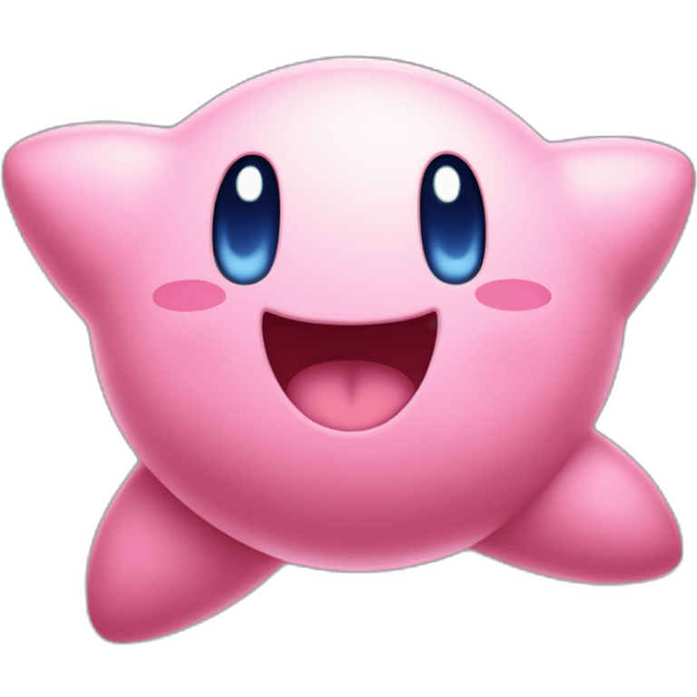 cute happy classic Kirby jumping on a star emoji