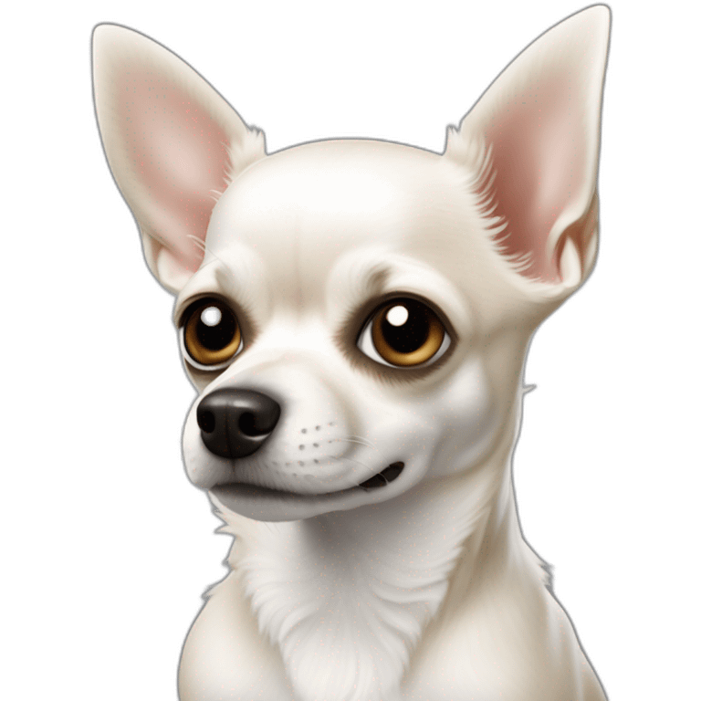 Chihuahua blanc poilu avec des taches noires  emoji