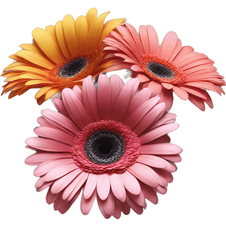 Three gerbera in a bouquet  emoji