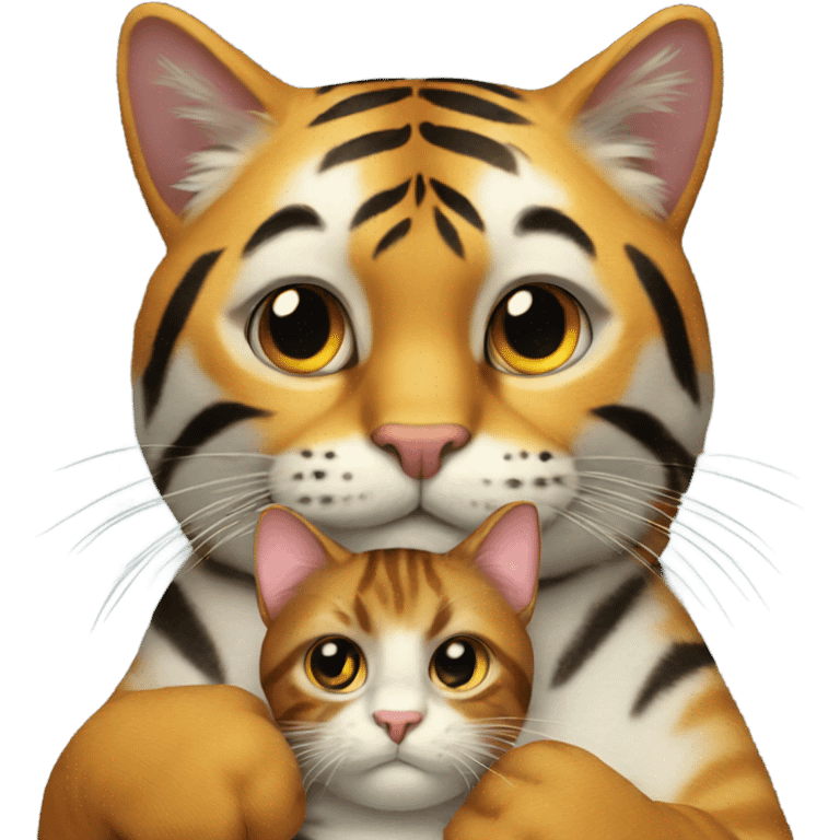 A cat holding a tiger emoji