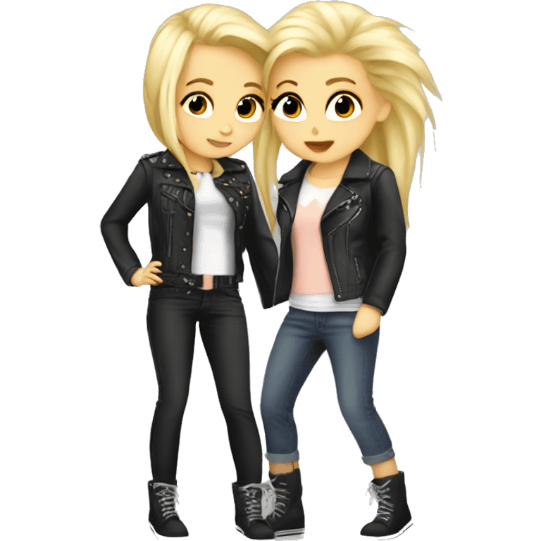 Two lesbian kissing punks rock blond girls techno  emoji