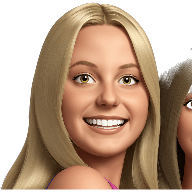 blonde girls smiling together emoji