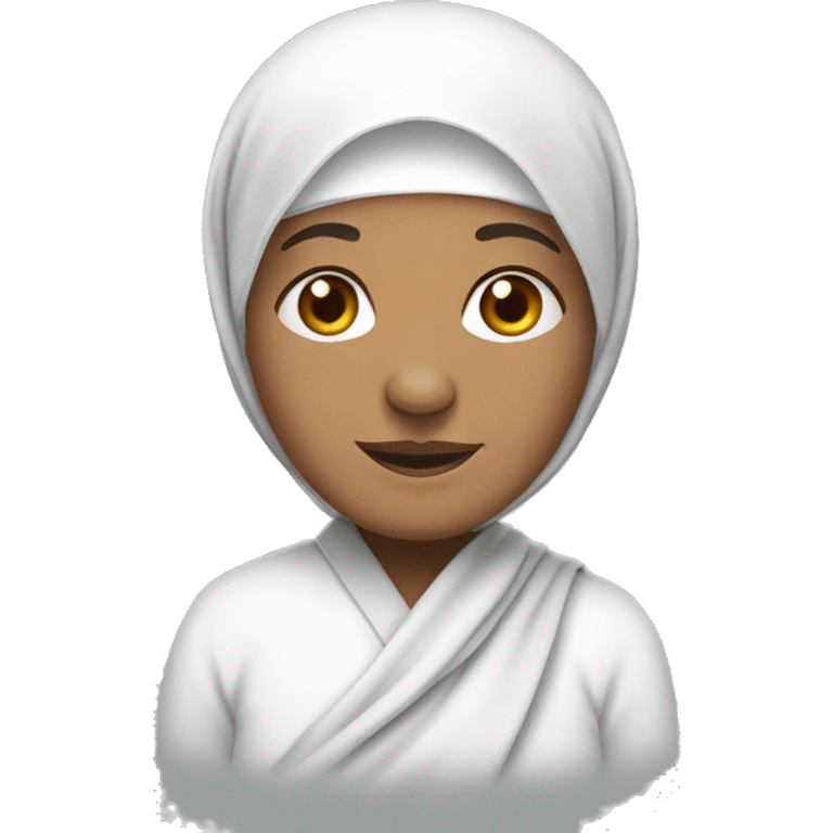 Muslim, elderly person with wrinkles, wearing a white headscarf. emoji