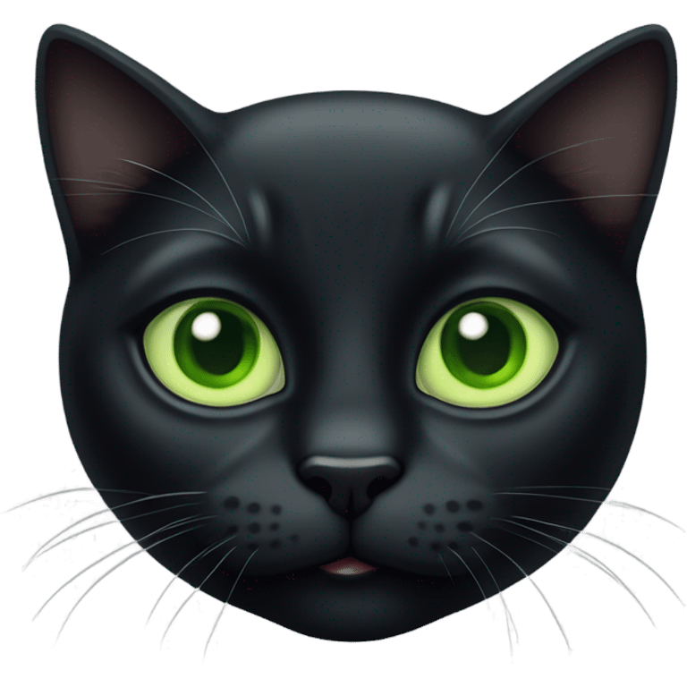 Black cat green eyes very chonky emoji