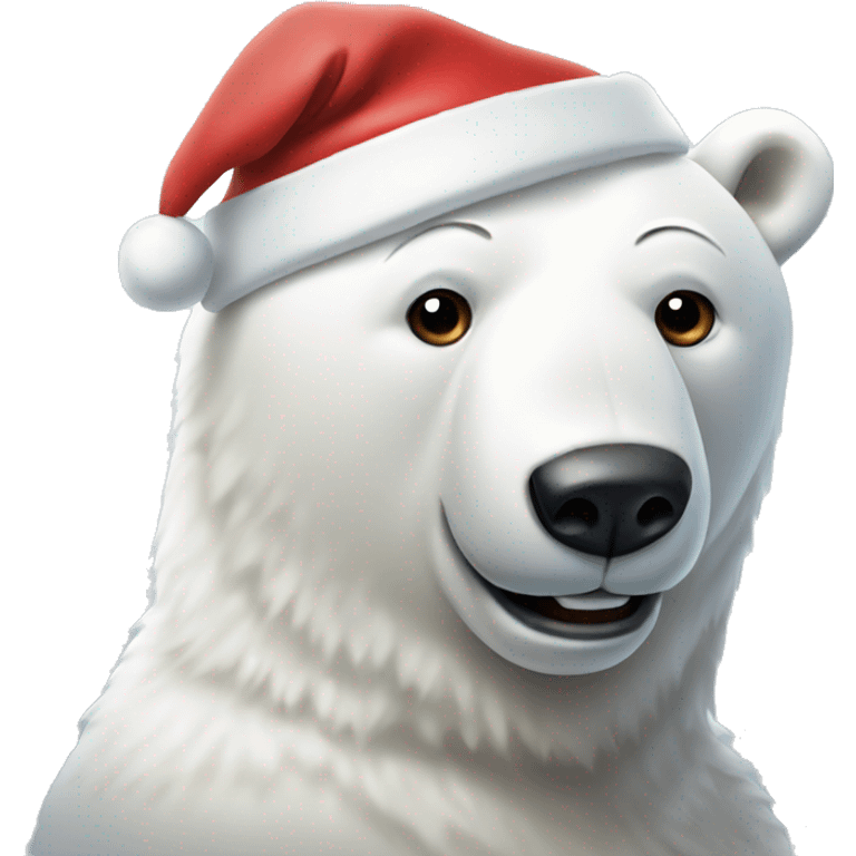 Happy polar bear with a santa hat emoji