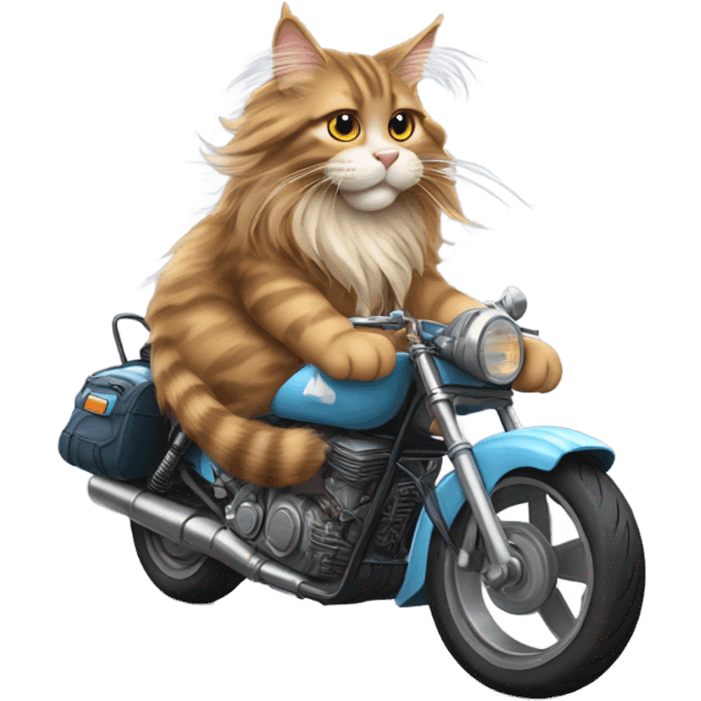 Maincoon cat riding a motorcycle  emoji