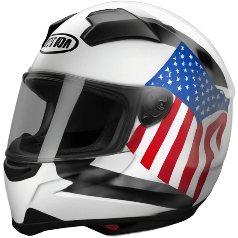 Sport bike motorcycle helmet white and black with the American flag. Like the shoei helmet  emoji