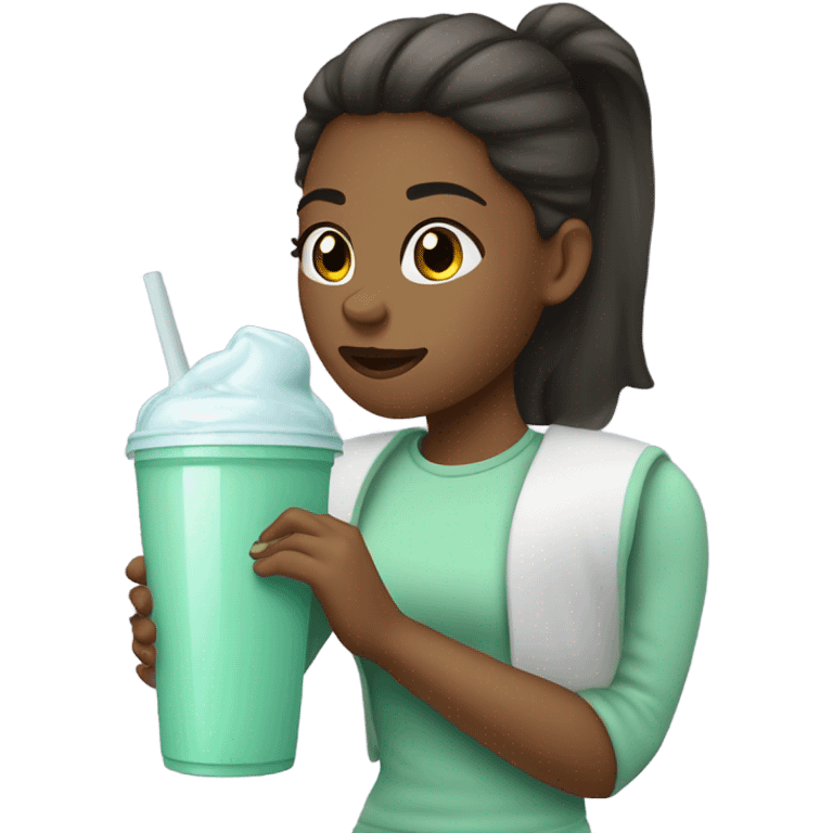 Protein shake girl drink mint clothes emoji