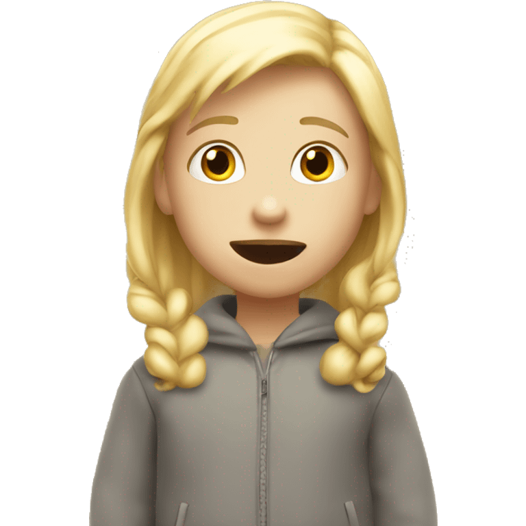 talking blond child with speech bubble near emoji