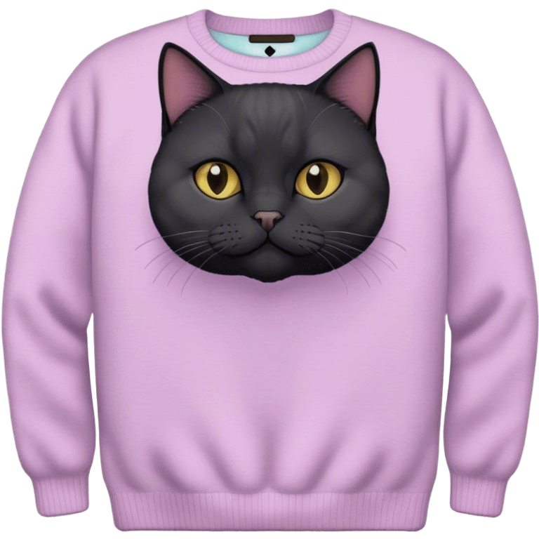 Black British cat with pastel sweater emoji