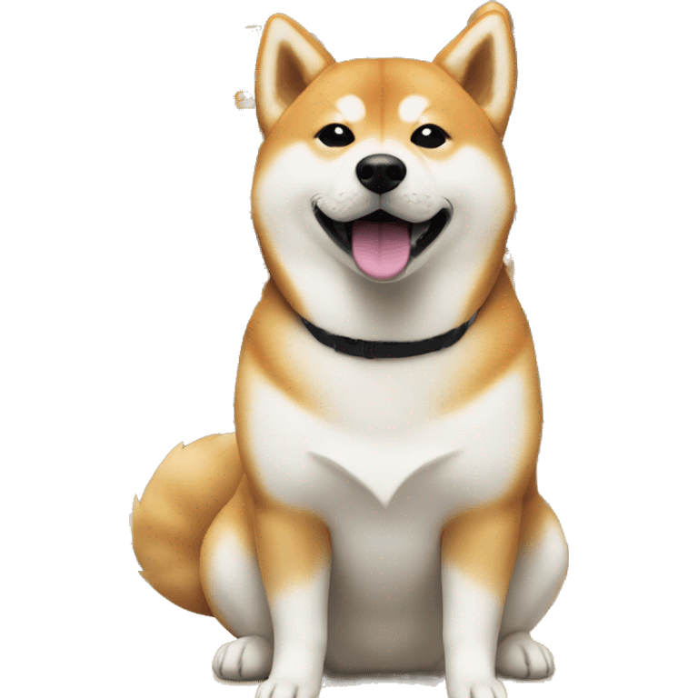 A Shiba Inu in front of a vending machine emoji