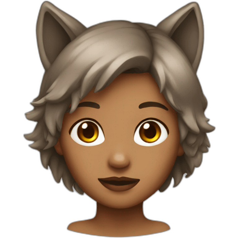 Girl with wolf ears brown emoji