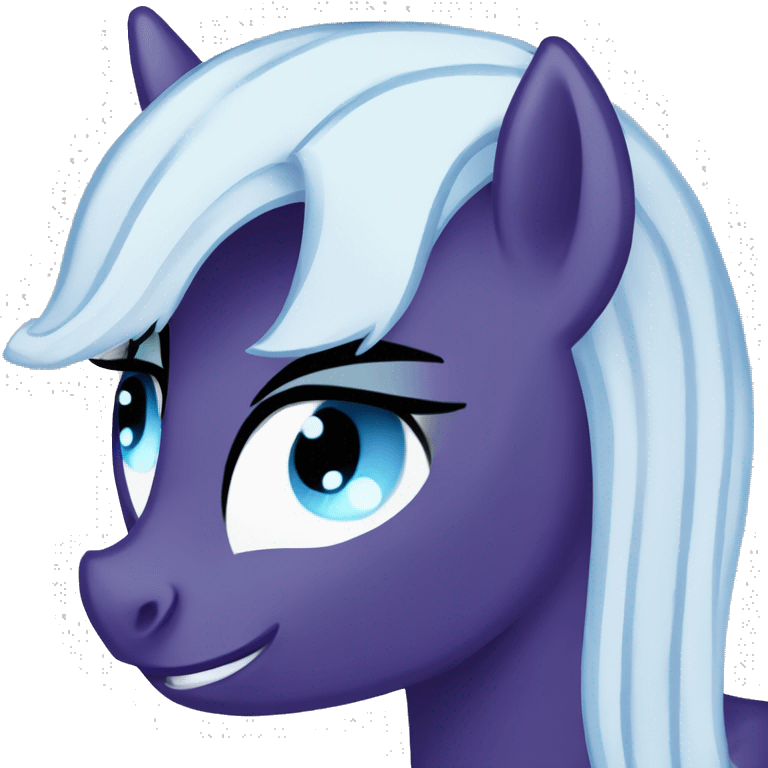 My little pony  Evil dark purple alicorn with blue eyes and blue eyes shadow with white hair with blue sstreaks emoji