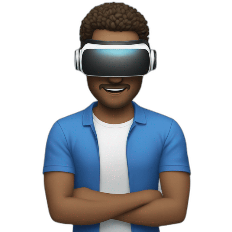 White men play vr whit blue t-shirt emoji