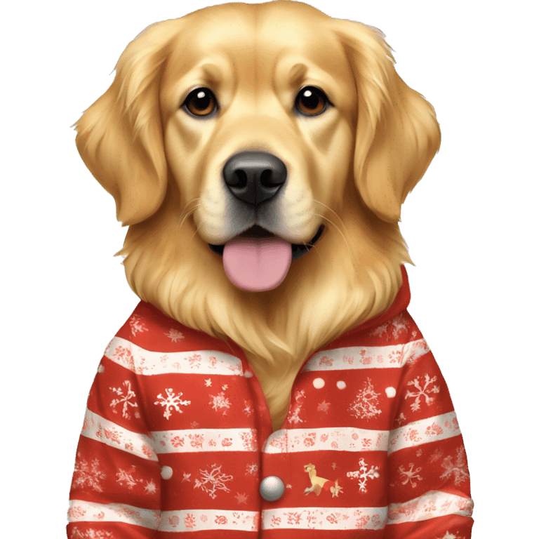 Golden retriver in Christmas pjs emoji