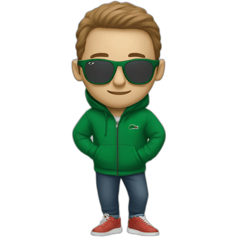 Guy using lacoste hoodie and oakley eyeglass emoji