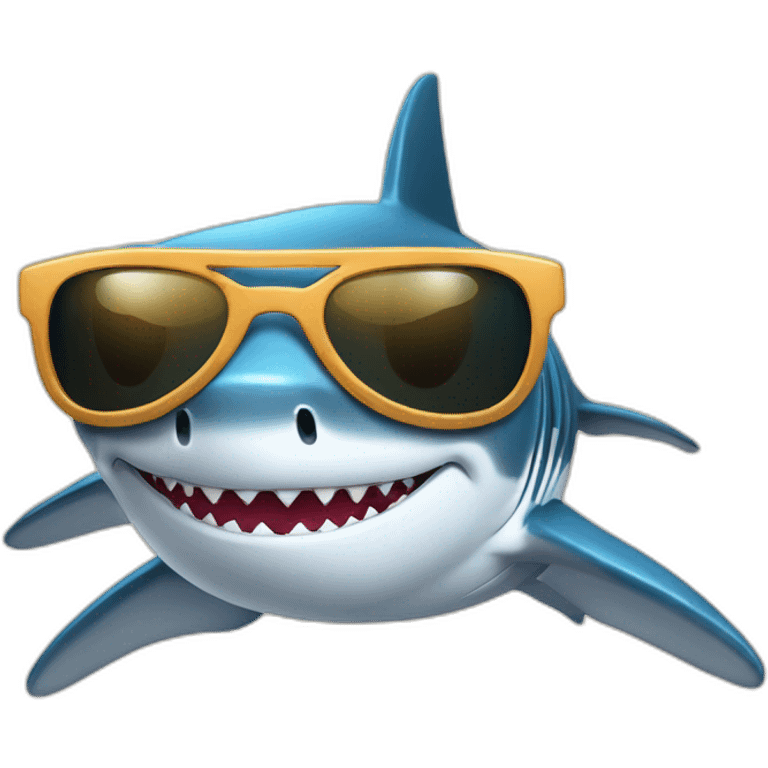 Shark with sunglass and chaîne emoji