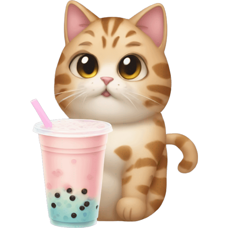 Cat with bubble tea emoji