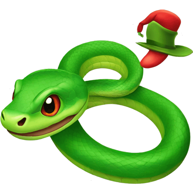 green snake with a red hat emoji