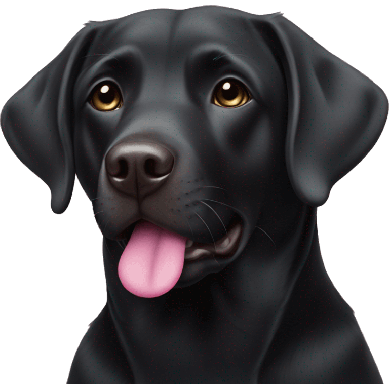 Black Labrador with pink hearts emoji