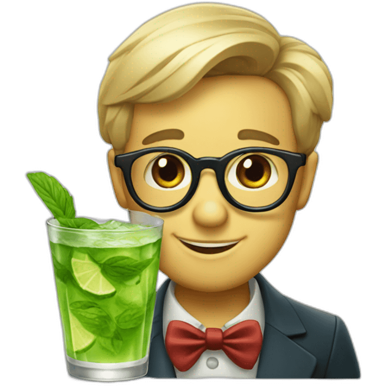 pinocchio with glasses drinking mojito emoji