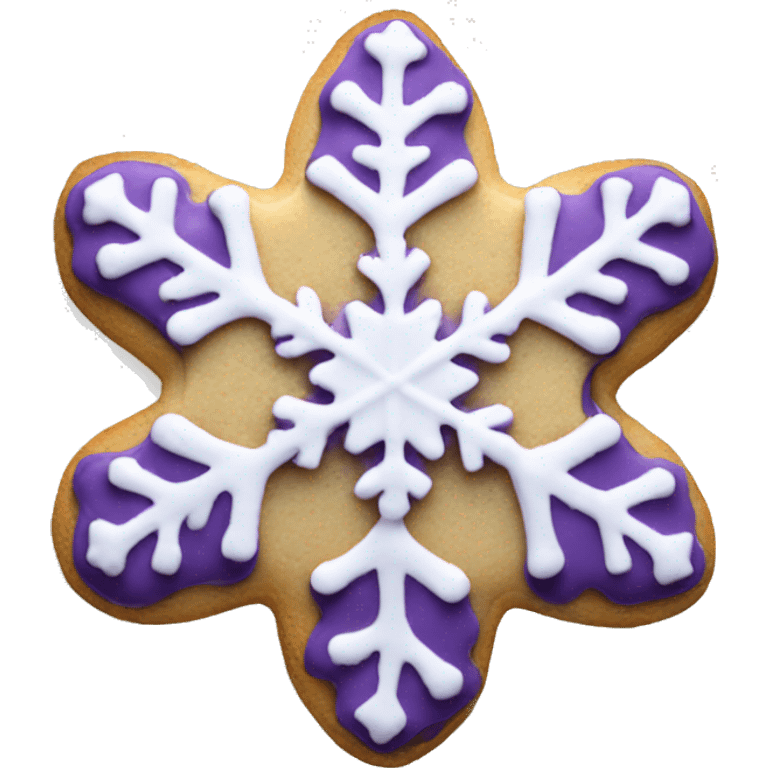 Snowflake cookie with purple icing emoji