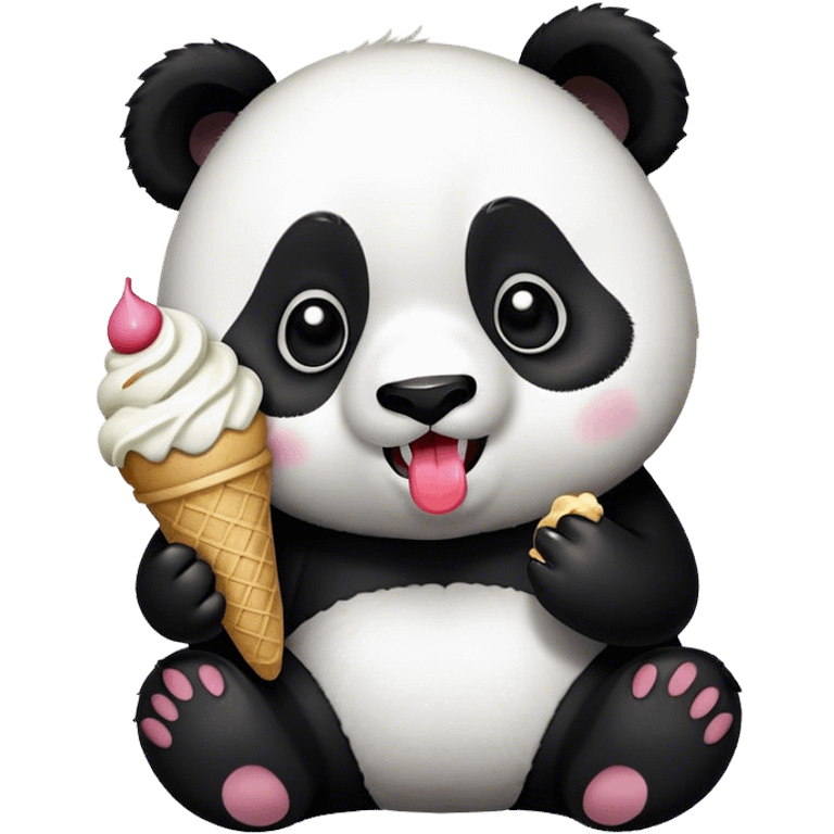 Panda eating ice cream emoji