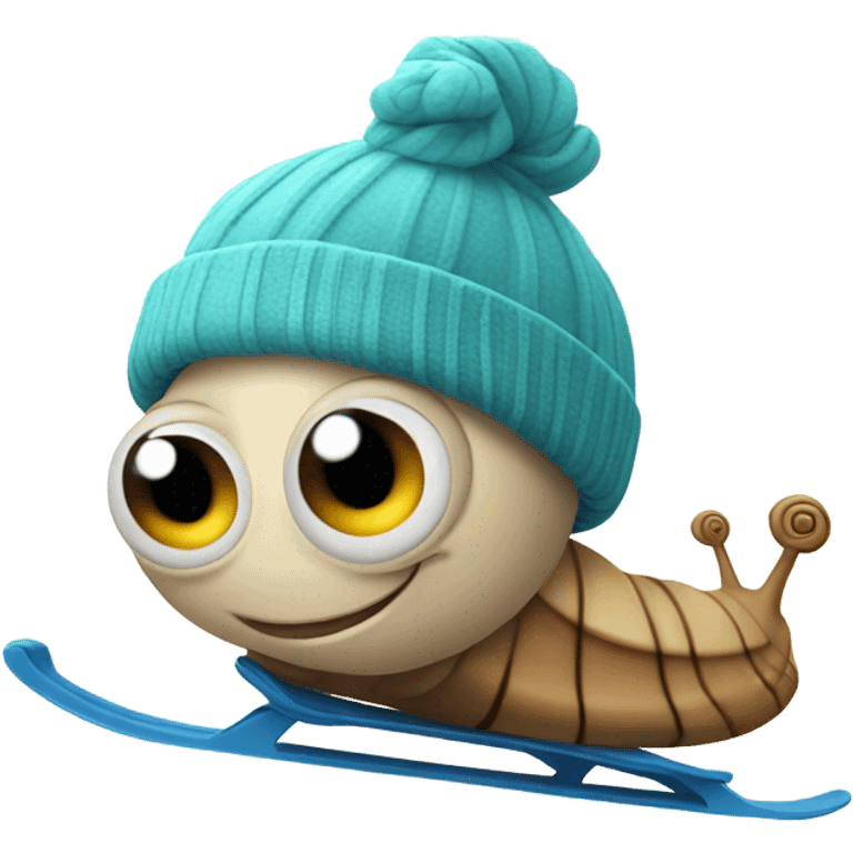 Cute snail skiing emoji