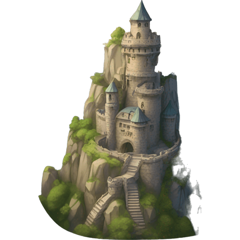 magic grand fantasy tower in mountains emoji