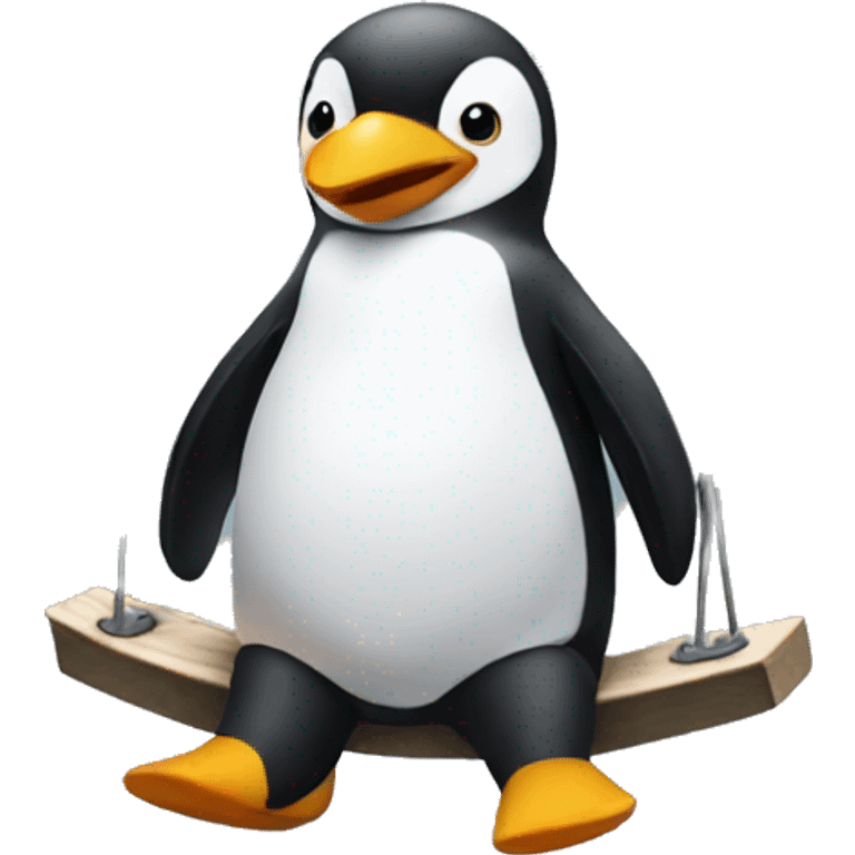 Penguin sitting on a playground swing emoji