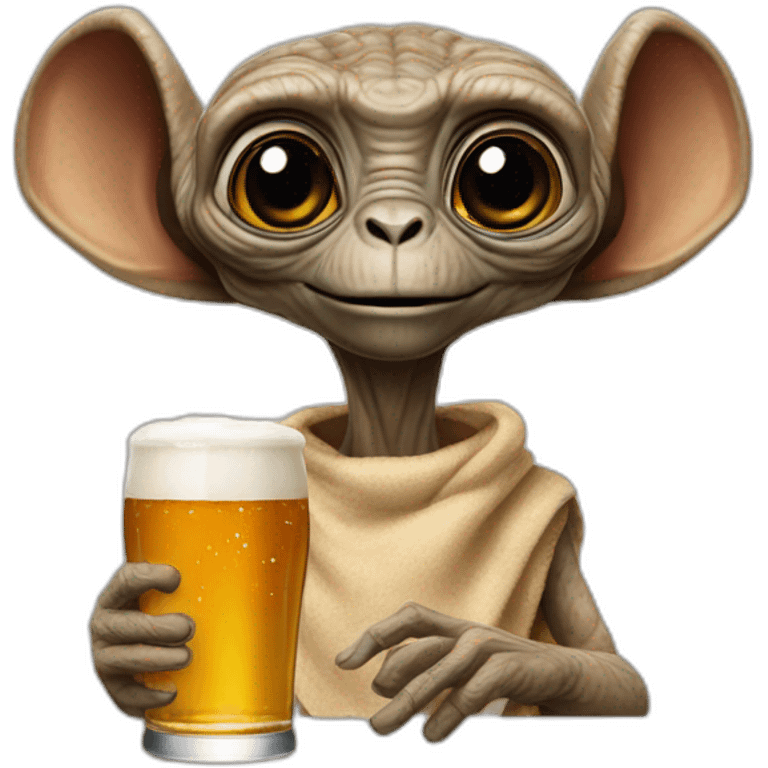 E.T. avec une bière emoji