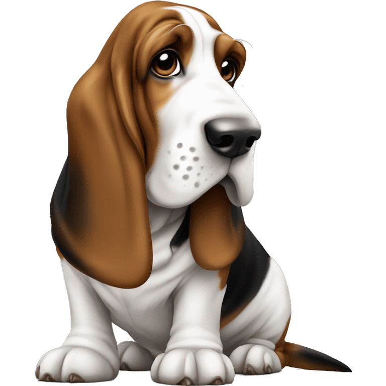 Dog basset hound full-height with shemagh emoji