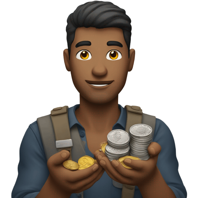 A men hold coins emoji