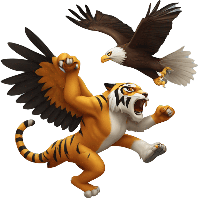 Tiger fighting eagle emoji