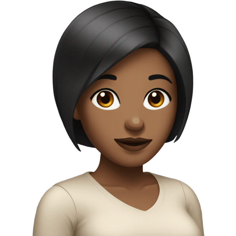 black woman with black short bob and a nice top emoji