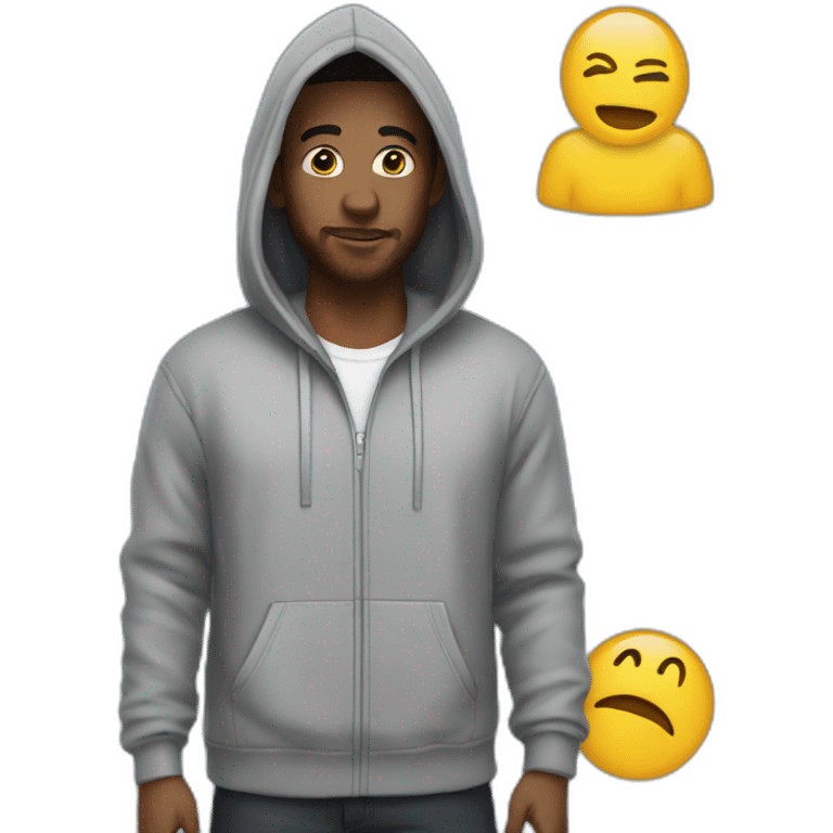 Man with a hoodie written Allyis on his hoodie emoji