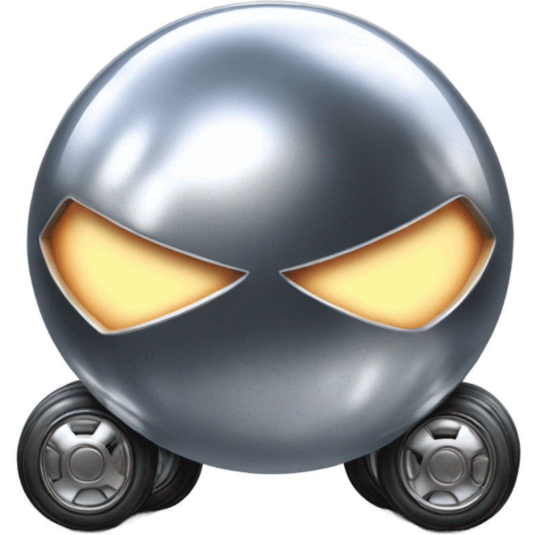 Metal cute Kirby ball driving on 4 car wheels emoji