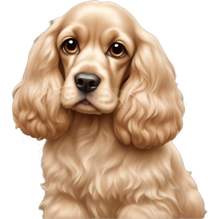 Beige American Cocker Spaniel sits with a ball emoji